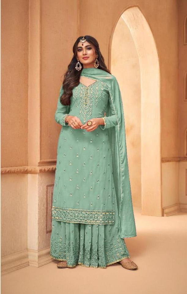 Ultramodern Blue Color Georgette Diamond Stone Work Salwar Suit For Ladies