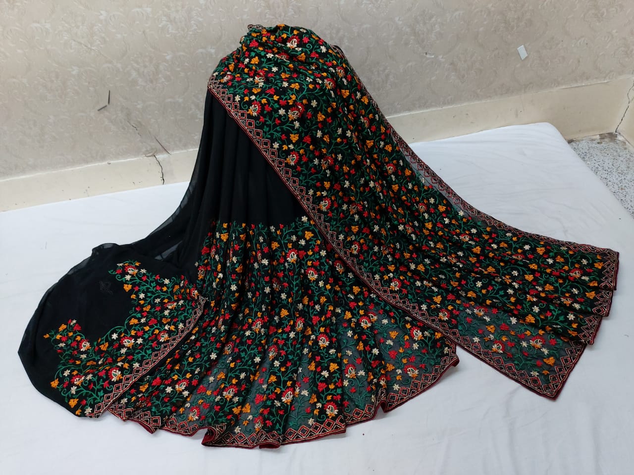 Bewildering Black Color Function Wear Embroidered Stone Work Georgette Saree Blouse