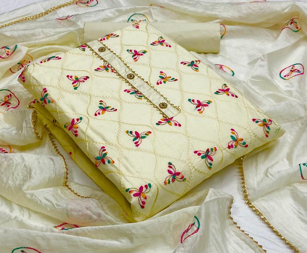 Stupendous Casual Wear Cotton Embroidered Work Salwar Suit