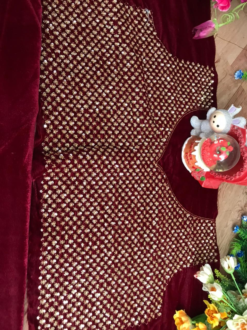 Wedding Wear Red Color Designer Velvet Embroidered Work Lehenga Choli For Women