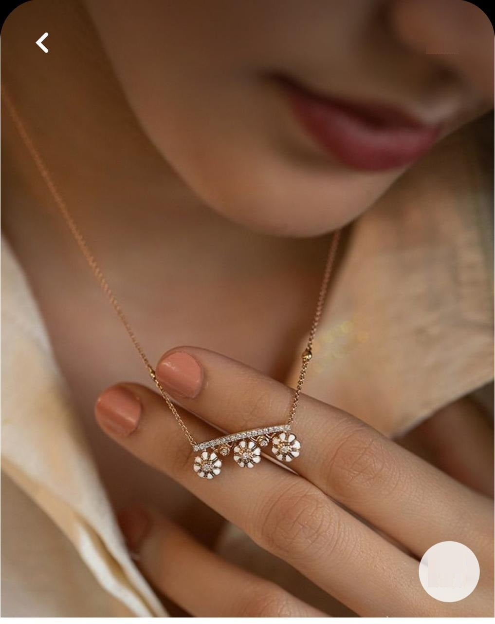 Copper Color Wheel Necklace with Chain in American Diamond