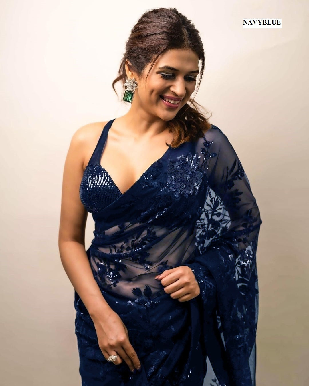 Beautiful Black Georgette Sequence Work Saree