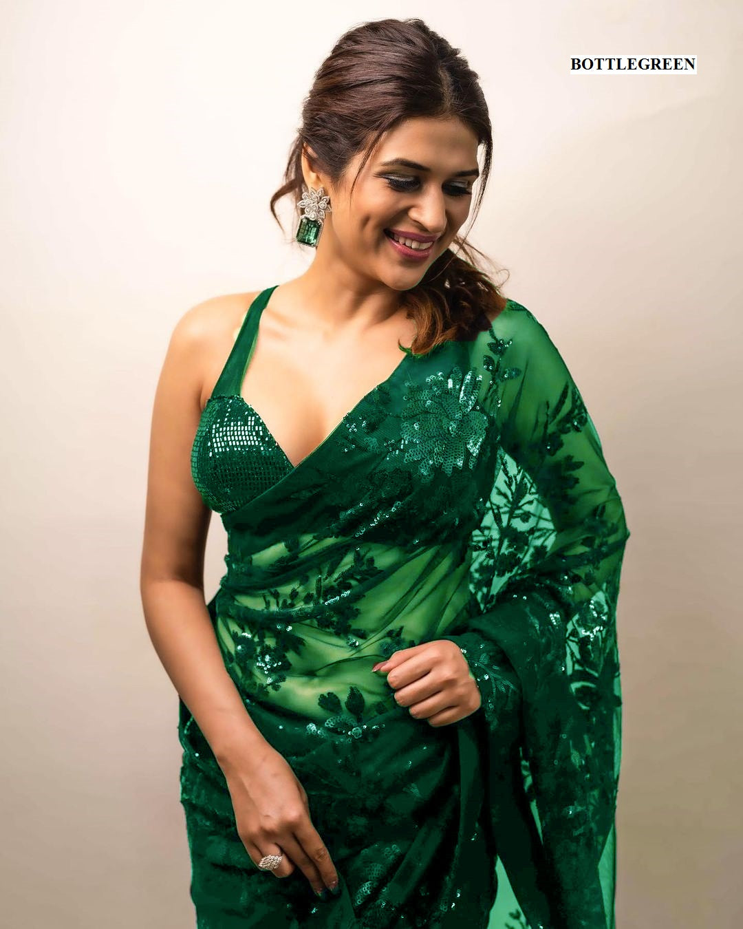 Beautiful Black Georgette Sequence Work Saree