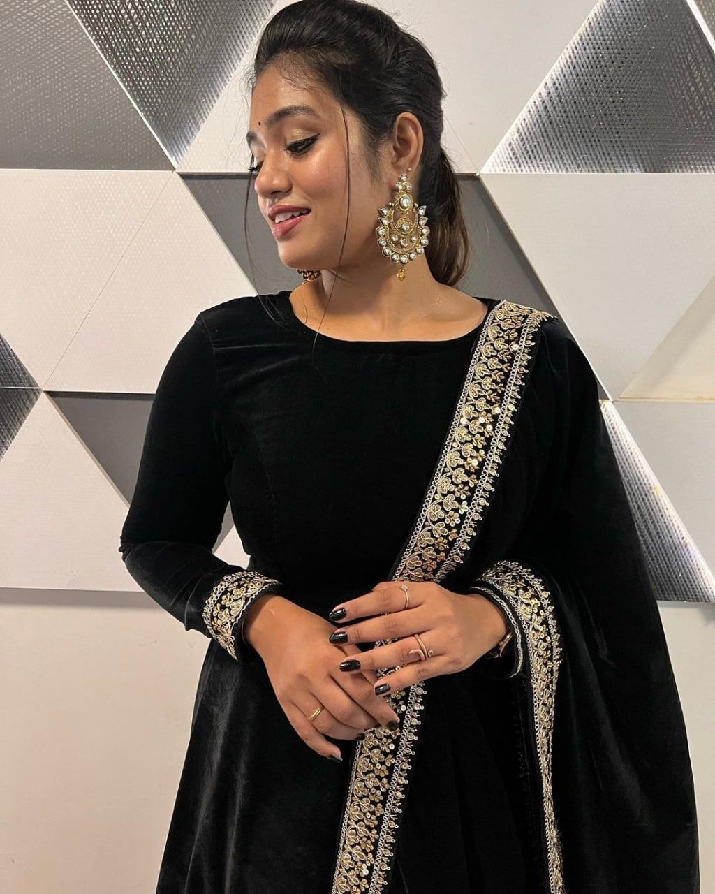 Ready to Wear Black Velvet Gown