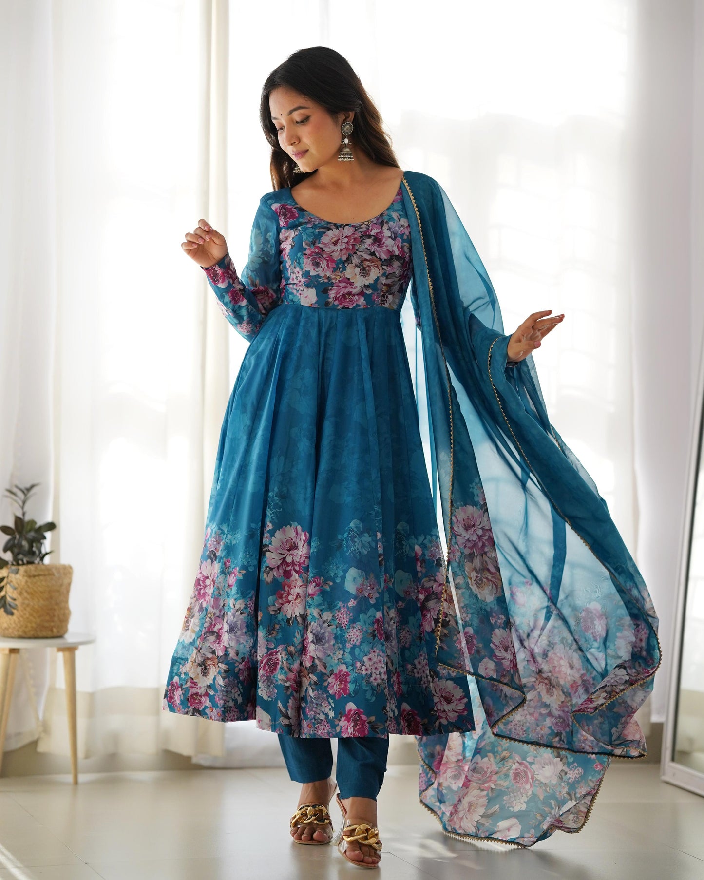 Party Wear Georgette Printed Ready to Wear Anarkali Gown