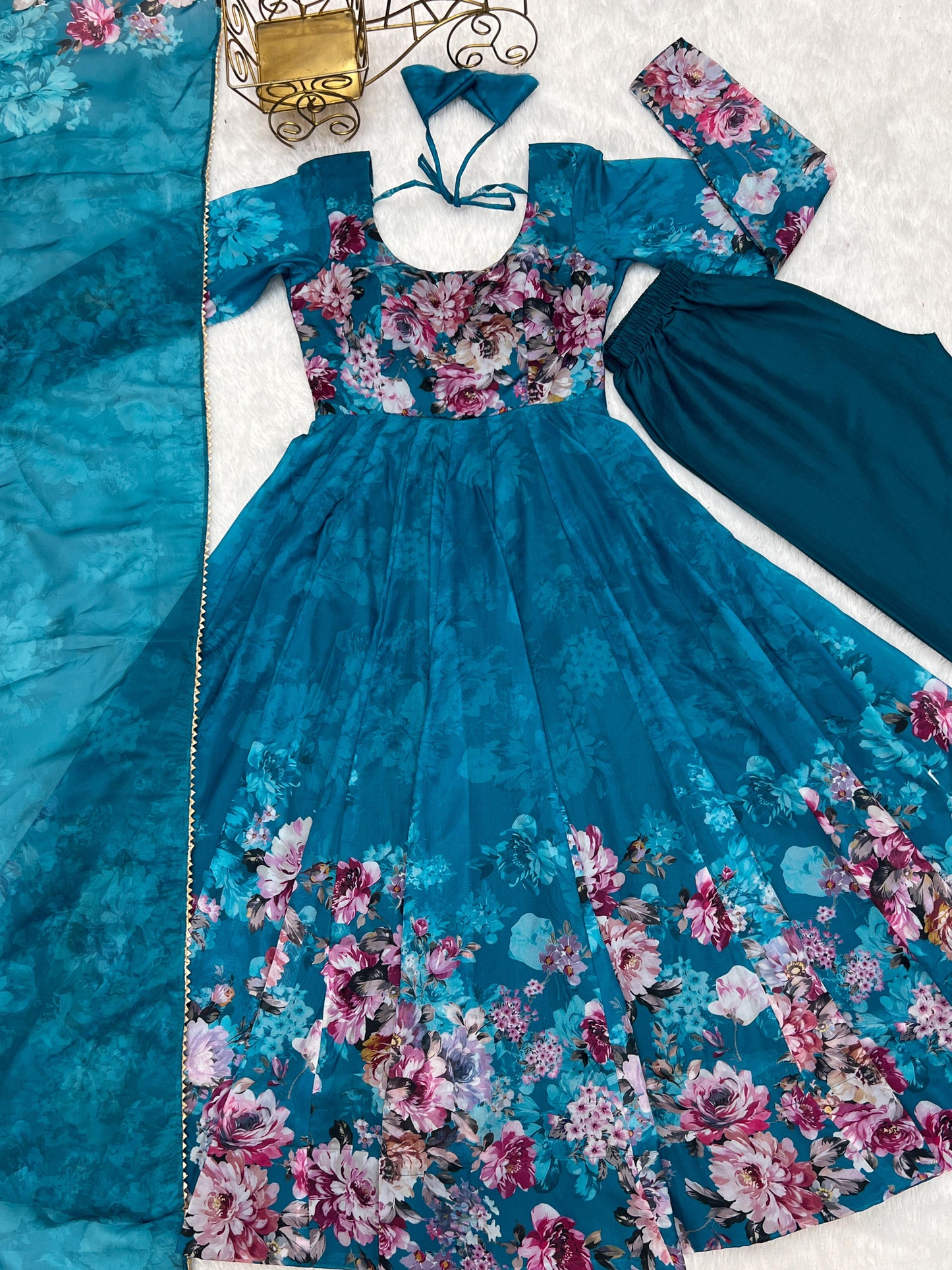 Party Wear Georgette Printed Ready to Wear Anarkali Gown