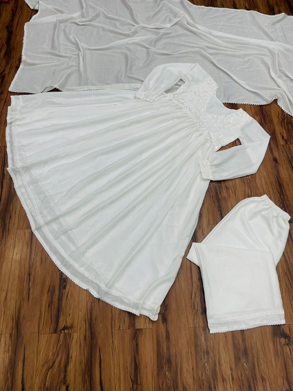 Designer Suit On Heavy Chinon Silk Fabric For Women