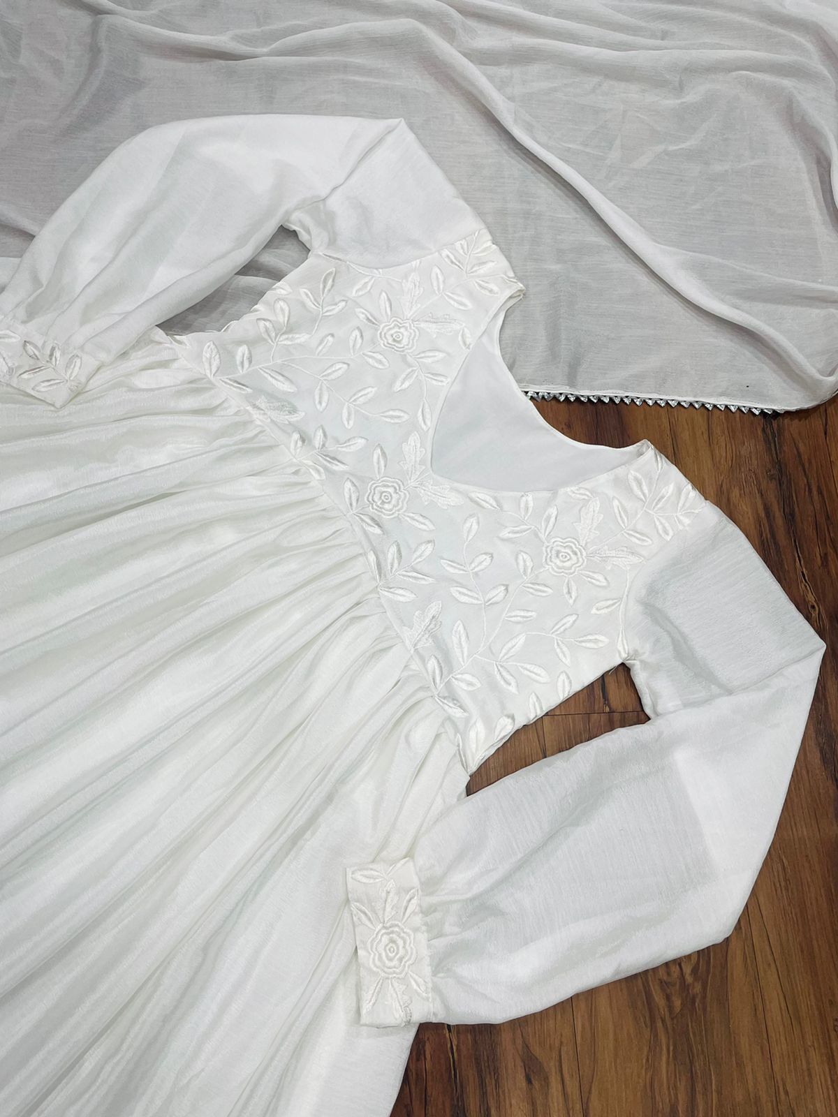 Designer Suit On Heavy Chinon Silk Fabric For Women