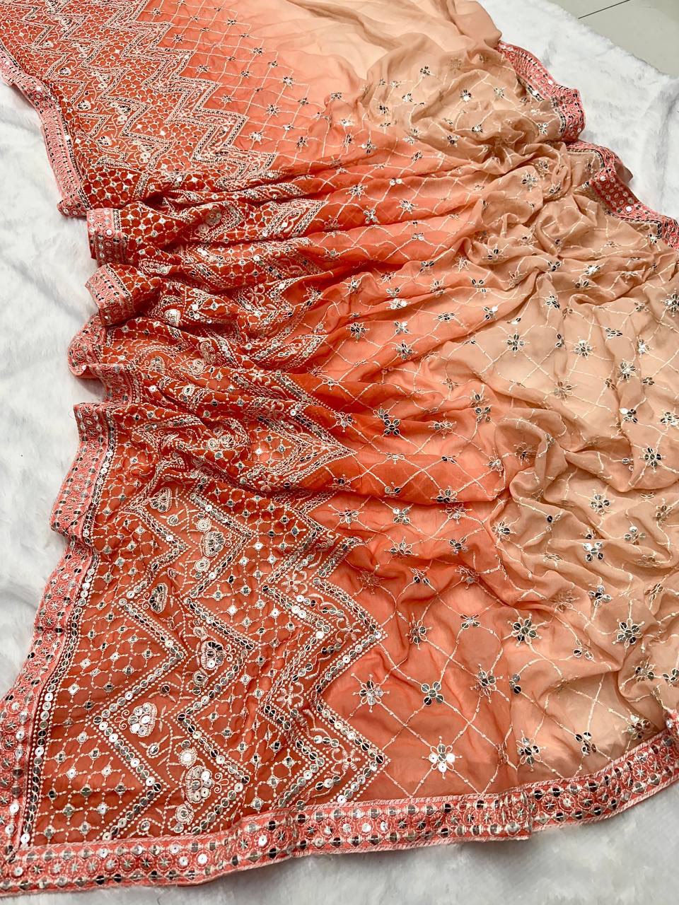 Wedding Wear Pure Georgette Heavy Embroidered Saree