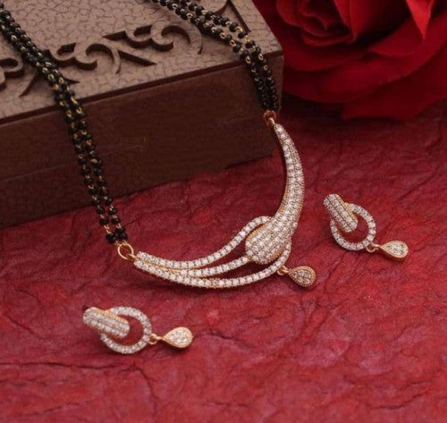 Extraordinary White Color American Diamond Mangalsutra Set Imitation