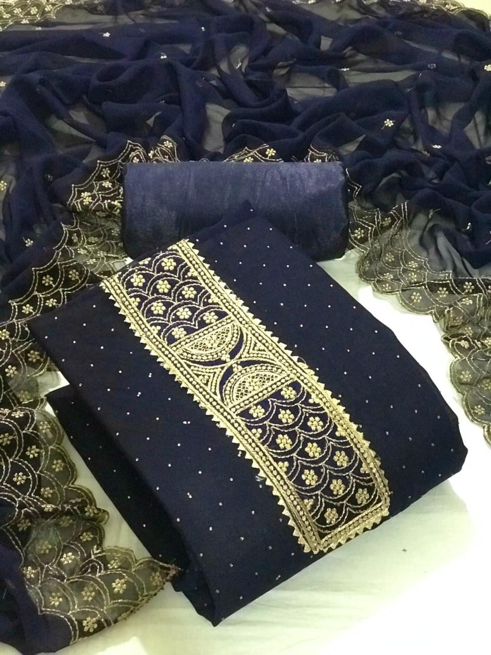 Appealing Georgette Designer Diamond Multi Work Festive Wear Salwar Suit