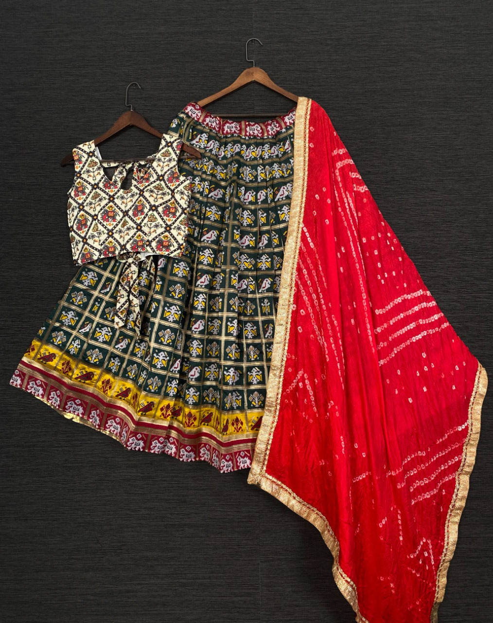 Dashing Black Color Weddding Wearl Patola Jacquard Work Lehenga Choli