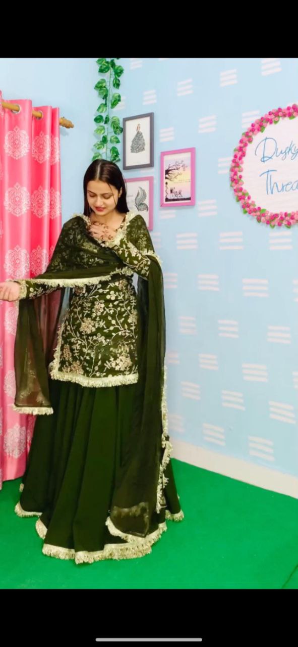 Mehndi Green Georgette Fully Stitched Lehenga Choli For Women Lehenga Closet Mehndi Green Georgette Fully Stitched Lehenga Choli For Women Lehenga Closet