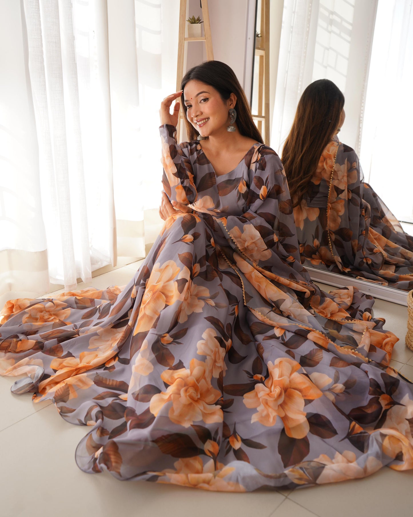Function Wear Tubby Silk Printed Full Stitched Anarkali Gown