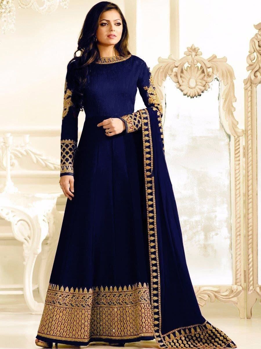 Navy Blue Wedding And Party Wear Gown