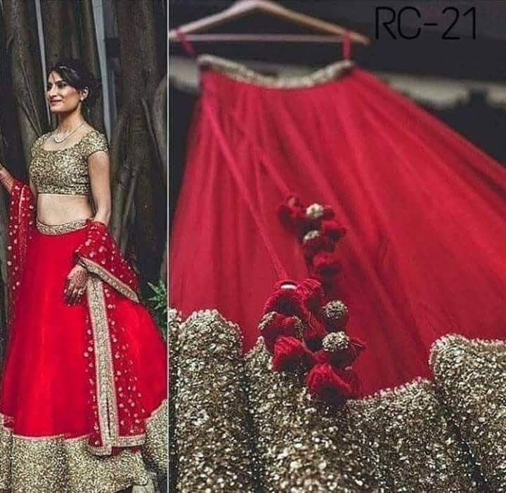 Wedding Wear Sequence Worked Semi Stiched Taffeta Silk Lehanga Choli With Beautiful Net Duppata