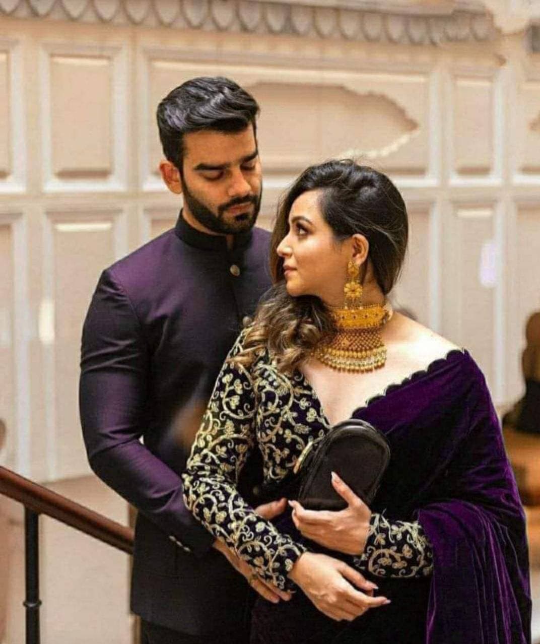 Party Wear Velvet Sequence Coding Work Saree Blouse