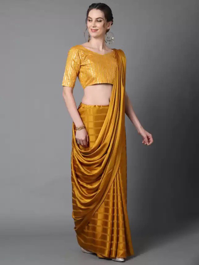 New Poly Georgette Satin Patta Party Wear Saree With Art Silk Sequence Worked Blouse