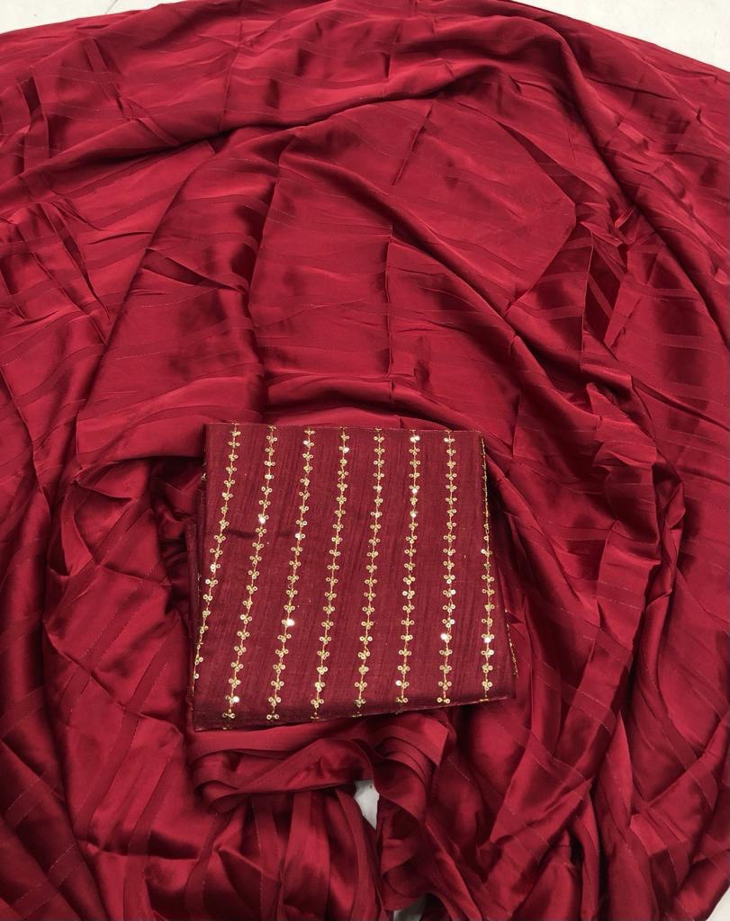 New Poly Georgette Satin Patta Party Wear Saree With Art Silk Sequence Worked Blouse