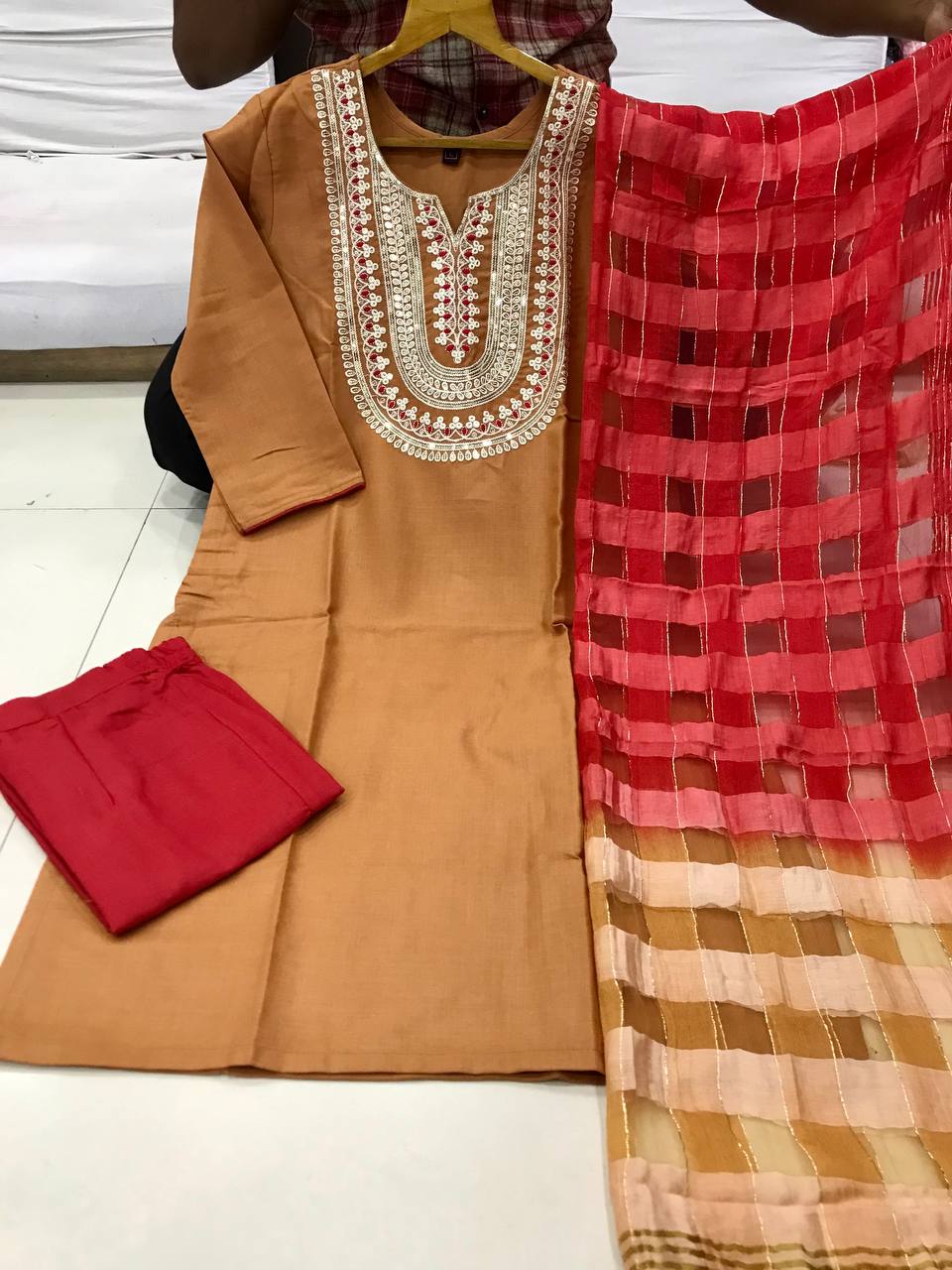 Wedding Wear Fully Stitched Ethnic Salwar Suit Set With Dupatta For Girls