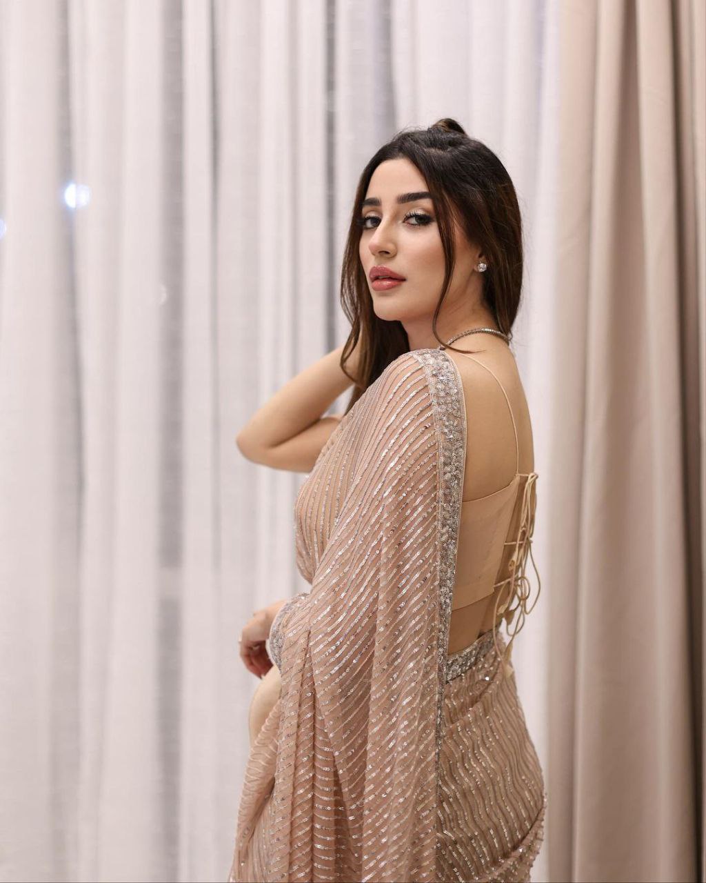 Peach Color Soft Net Designer Saree