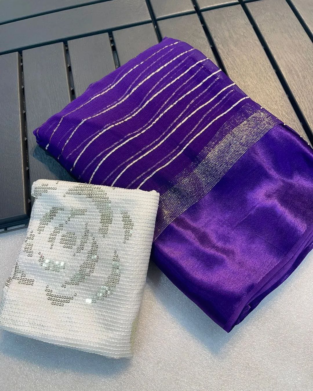 Wedding Wear Pure Viscose Georgette Satin Patta Saree