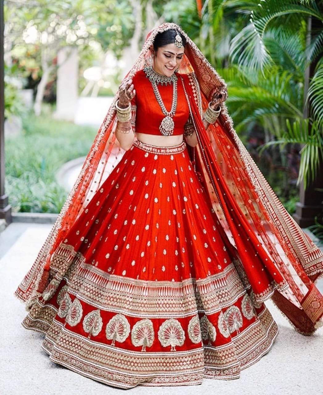 Bright red bridal on sale lehenga