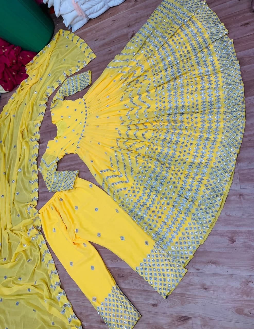 Extraordinary Mustard Color Georgette Sequence Work Design Salwar Suit
