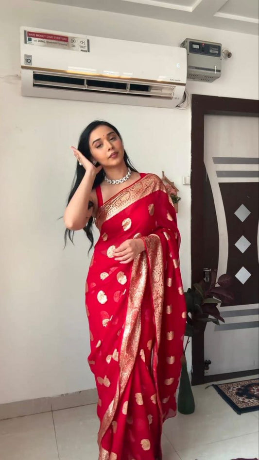Unique Dark Red Color Cotton Bandhani Work Saree Blouse For Women