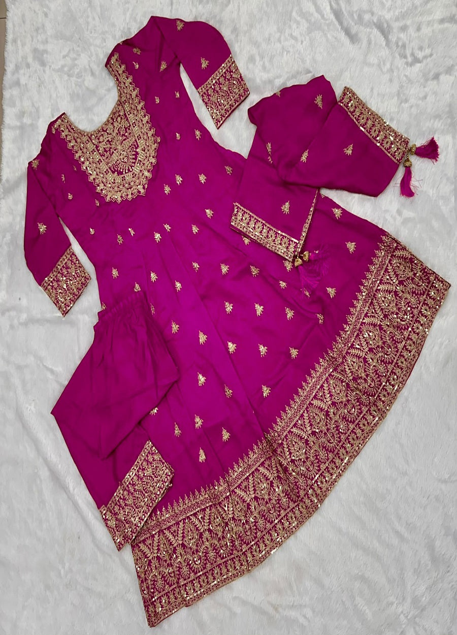 Heavy Embroidered Anarkali Kurta Pant Set with Dupatta for Women