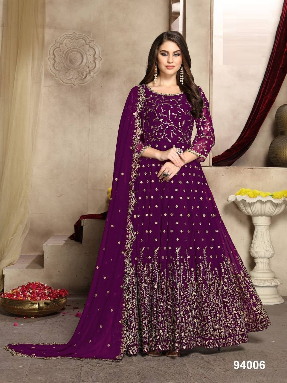Butterfly Heavy Net With Codding Embroidery And Stone Work Suit