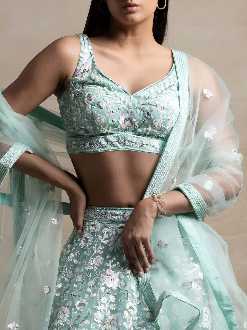 Heavy Sequin Embroidery Work Designer Party Wear Lehenga Set with Dupatta