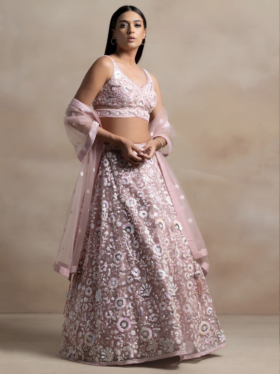 Heavy Sequin Embroidery Work Designer Party Wear Lehenga Set with Dupatta