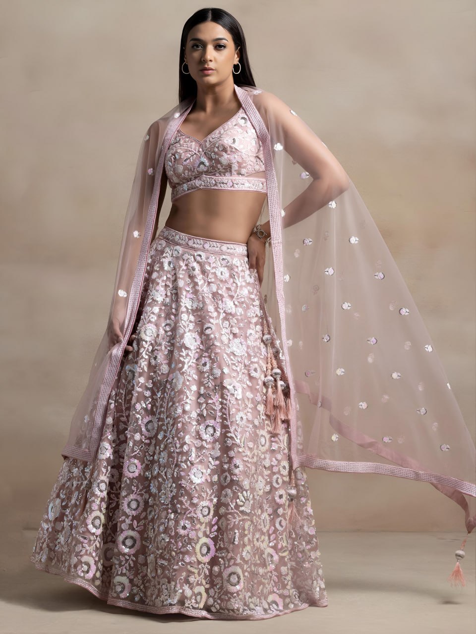 Heavy Sequin Embroidery Work Designer Party Wear Lehenga Set with Dupatta