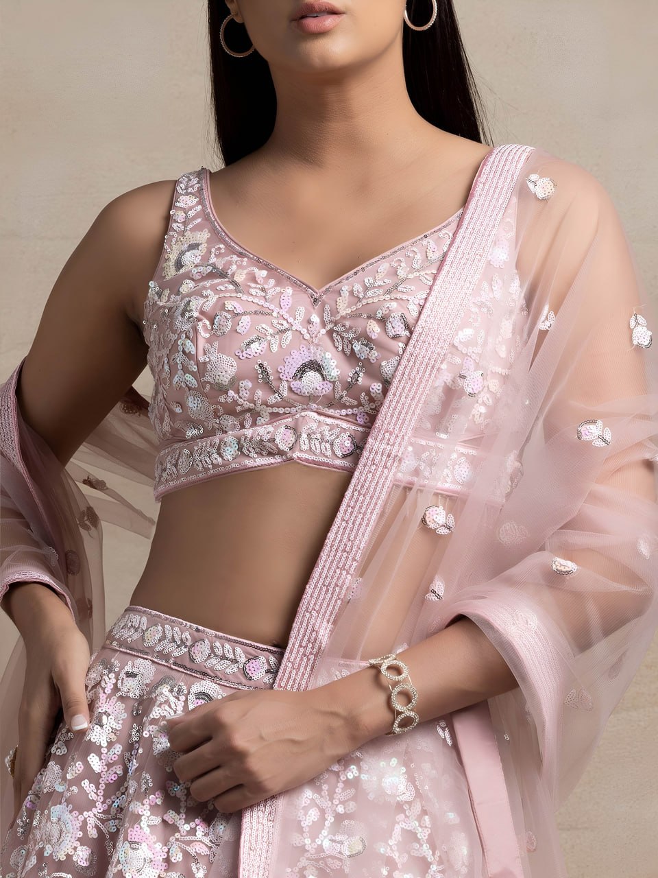 Heavy Sequin Embroidery Work Designer Party Wear Lehenga Set with Dupatta