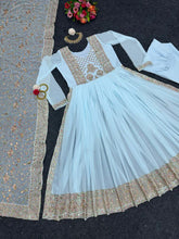 Load image into Gallery viewer, New Nayra Cut Sequence Worked Georgette Full Stiched Anarkali Suit
