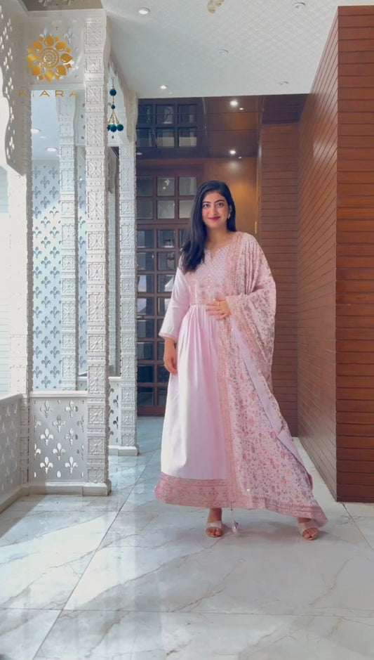 New Nayra Cut Sequence Worked Georgette Full Stiched Anarkali Suit