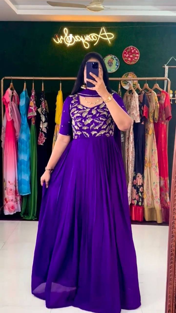 Party Wear Georgette Fully Stitched Gown With Dupatta