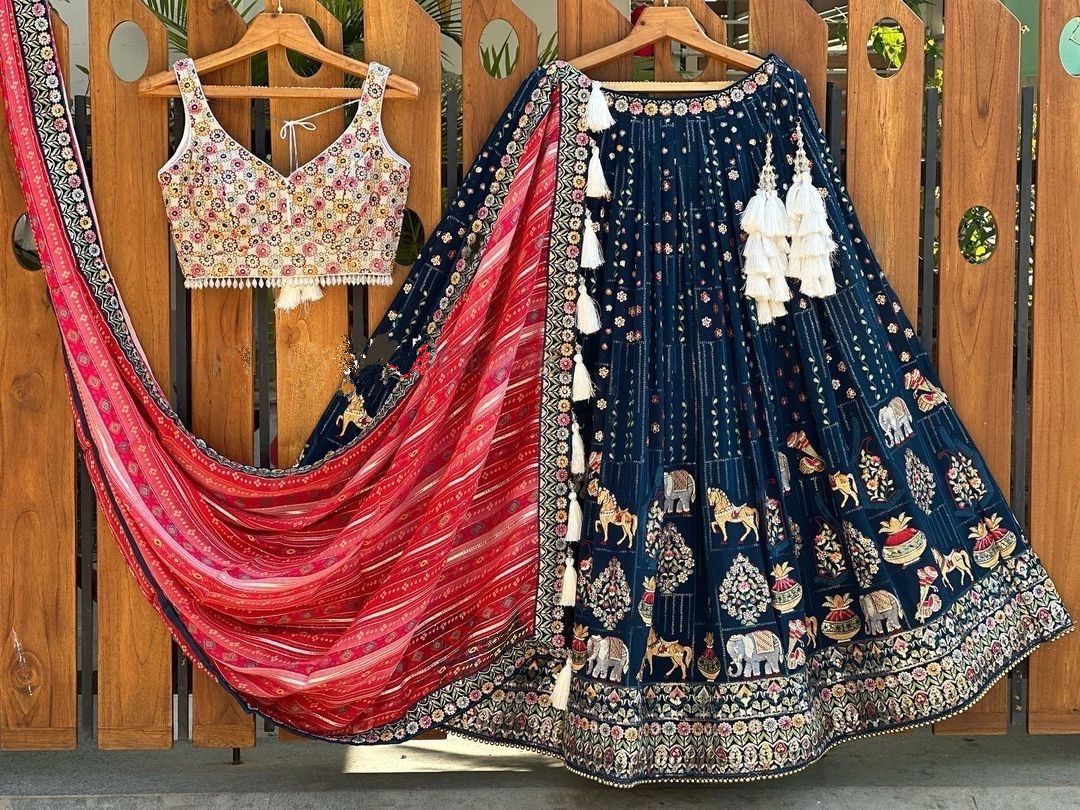 Mono Banglory Thred And Sequence Work Stylish Festival Wear Lehenga Choli With Beautiful Duppta