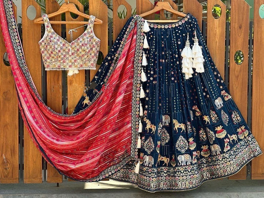 Mono Banglory Thred And Sequence Work Stylish Festival Wear Lehenga Choli With Beautiful Duppta