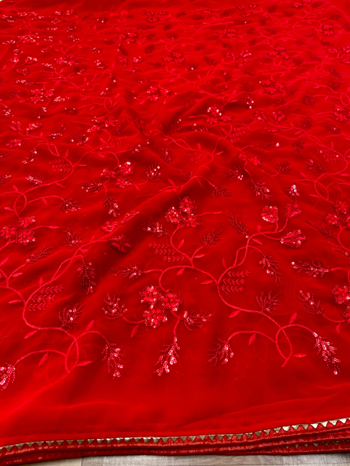 Top Red Georgette Embroidered Work Saree Blouse