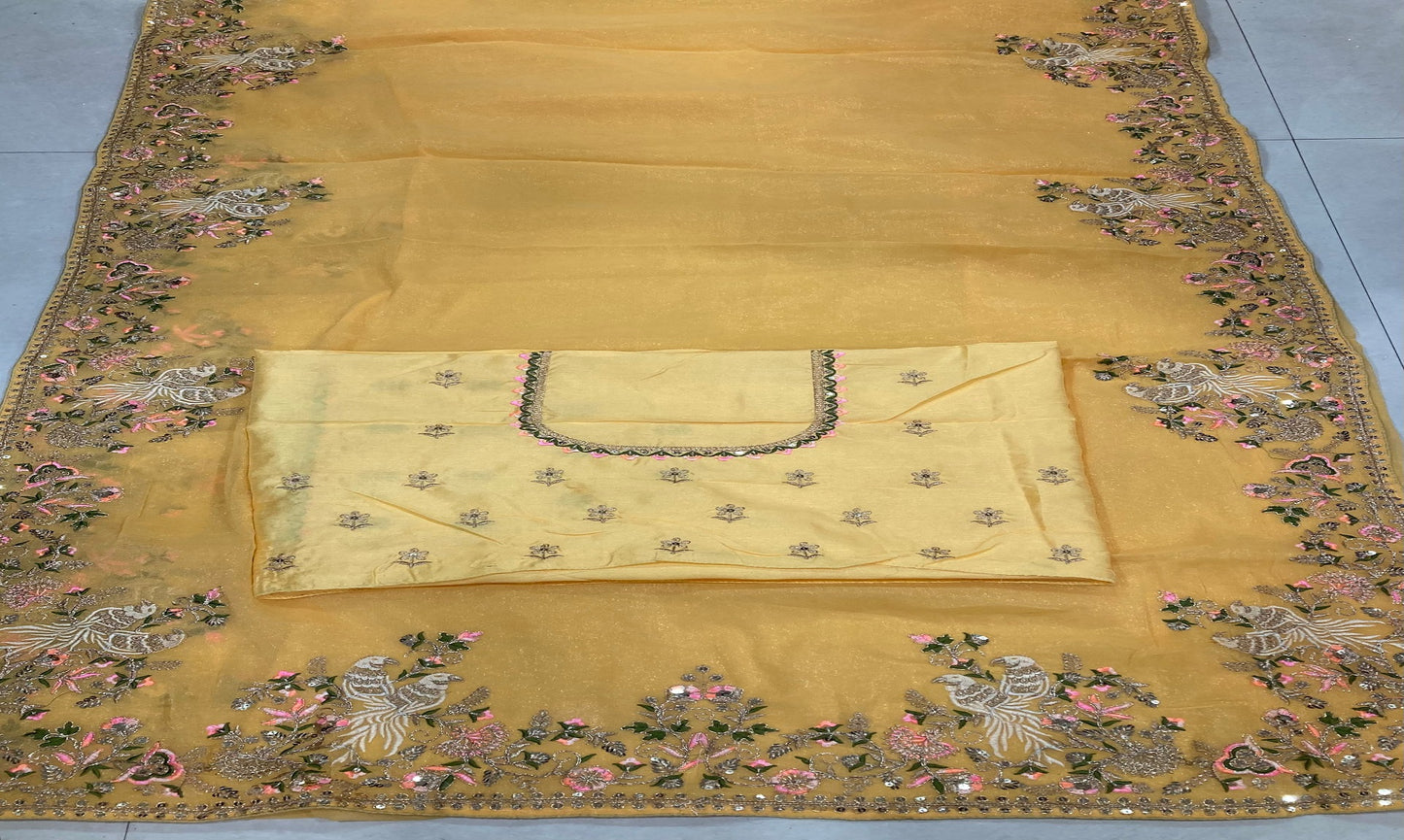 Haldi Special Soft NxC Moss chiffon Saree