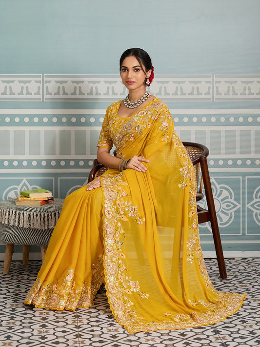 Party Wear Soft Star Georgette Saree