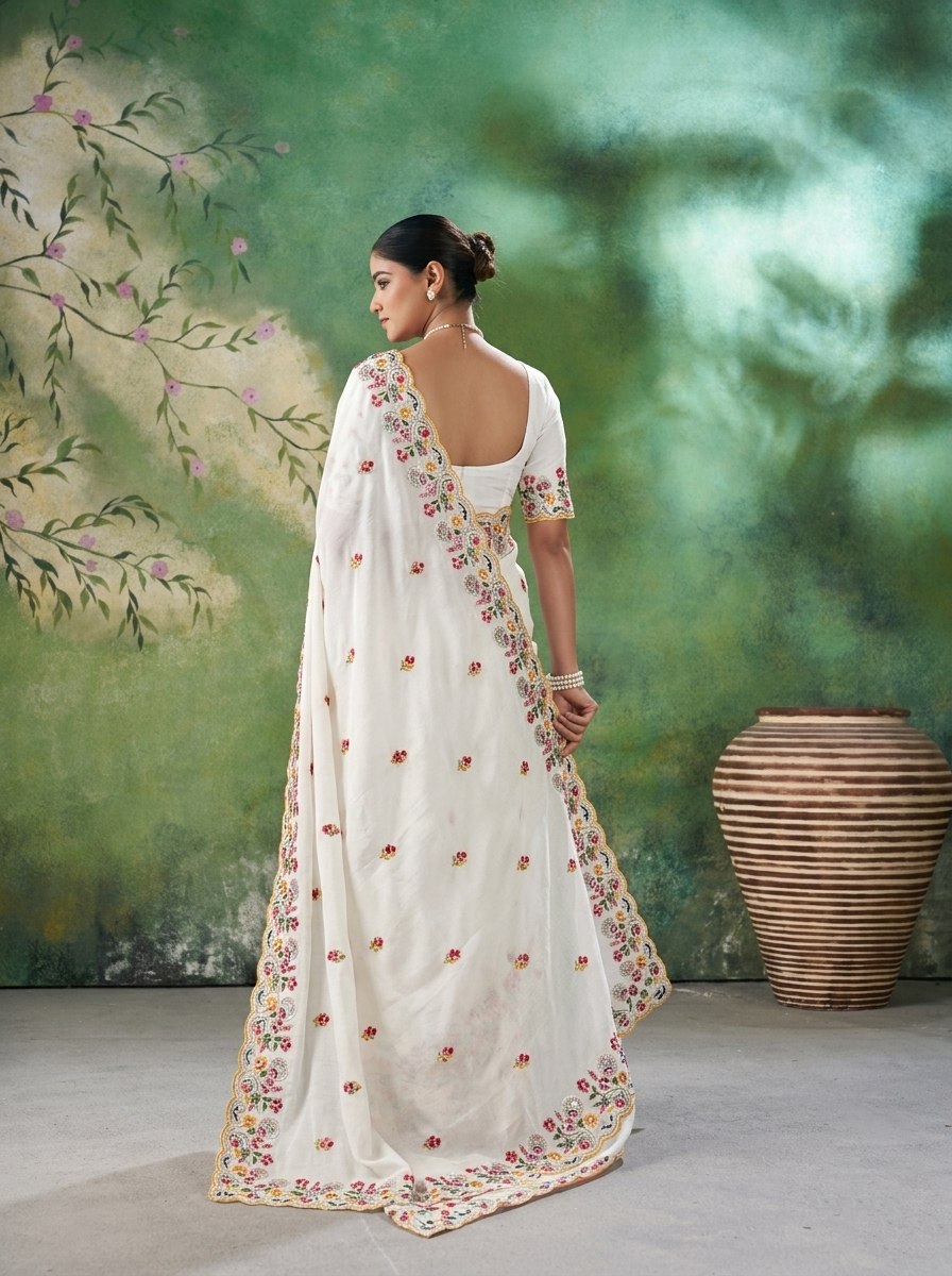 Party Wear Soft Crush Rangoli silk Saree