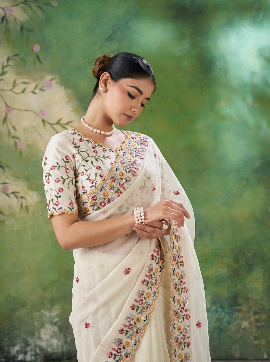 Party Wear Soft Crush Rangoli silk Saree