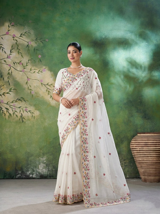 Party Wear Soft Crush Rangoli silk Saree