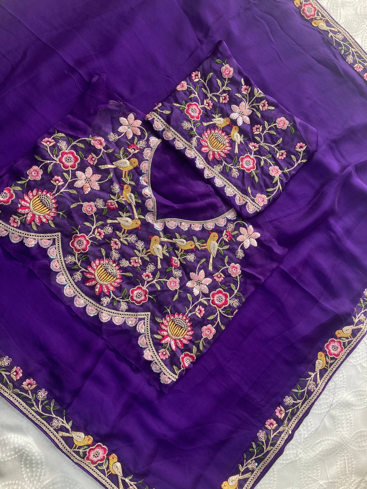 Party Wear Soft Sattin Chiffon Saree