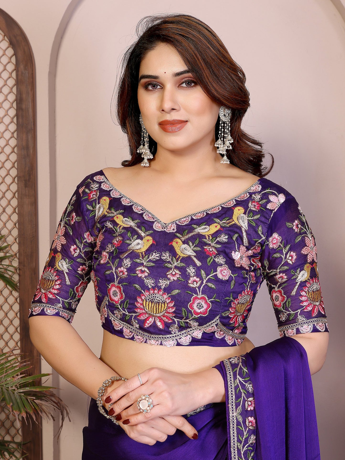 Party Wear Soft Sattin Chiffon Saree
