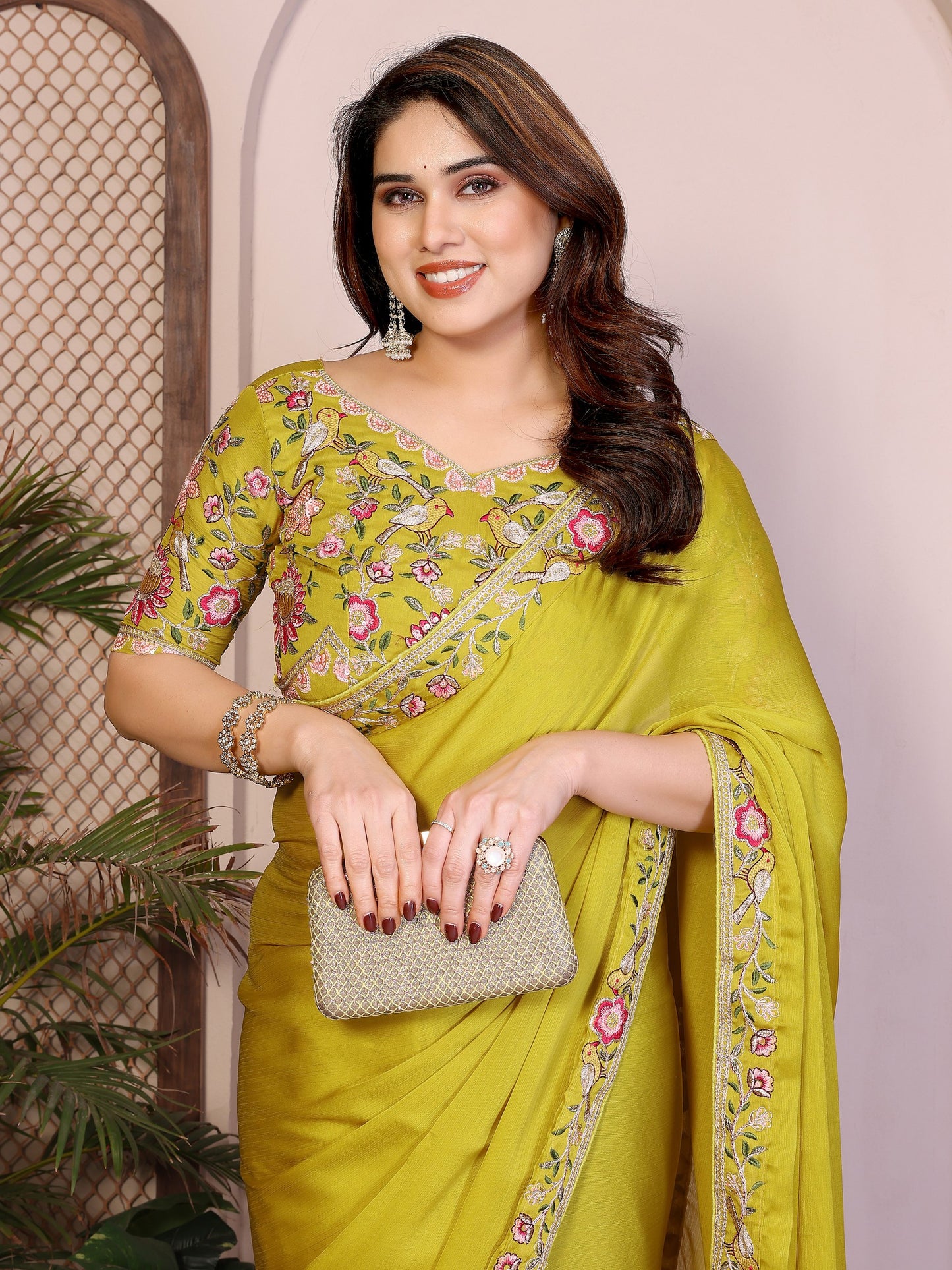 Party Wear Soft Sattin Chiffon Saree