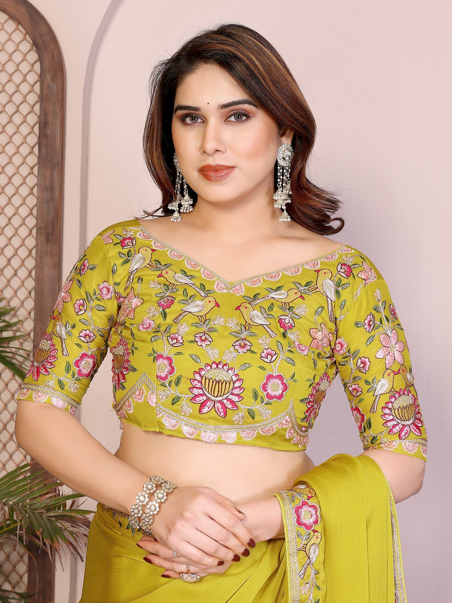 Party Wear Soft Sattin Chiffon Saree